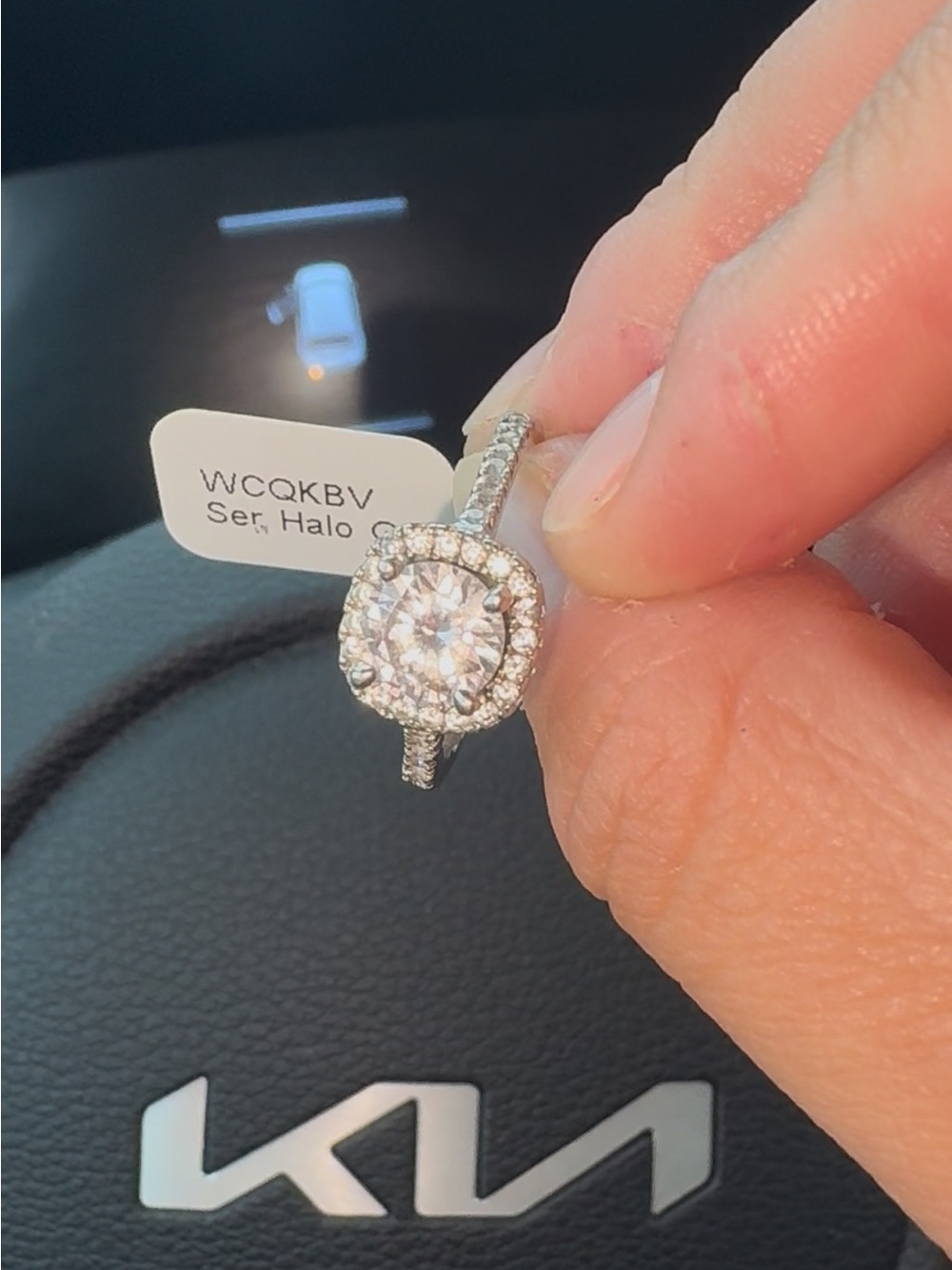 Sterling Halo Engagement Ring with White Cubic Zirconia
